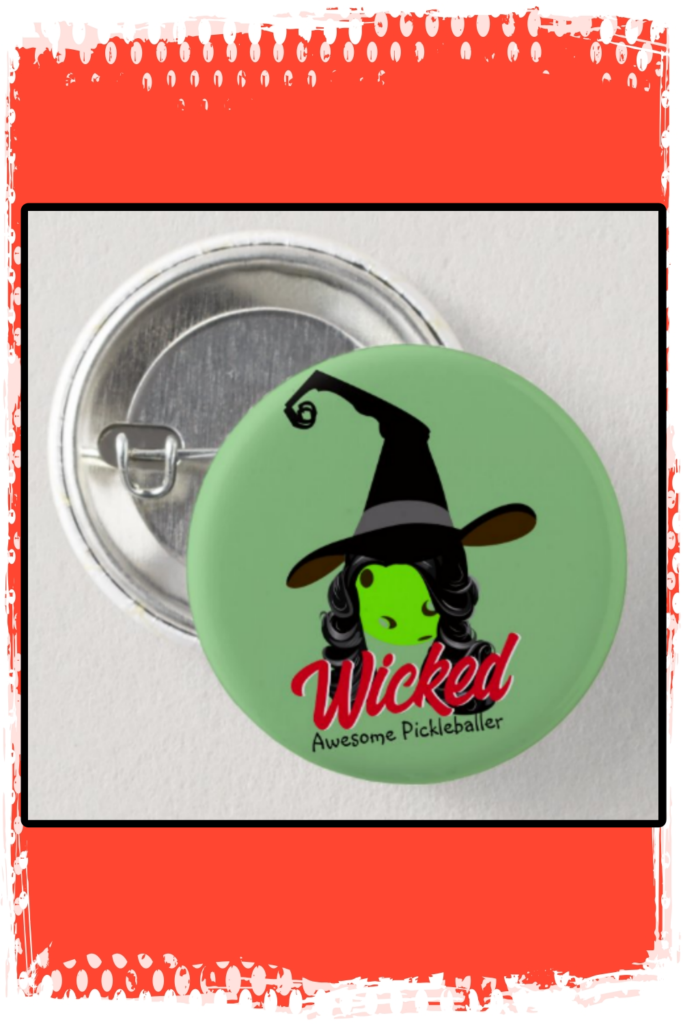 Wicked Awesome Green Pickleball Witch Halloween pin pin 1