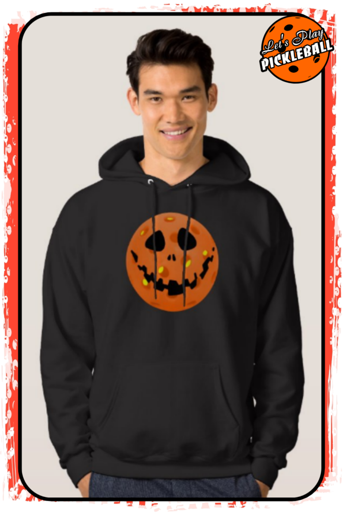 goofy pickleball jackolantern dark hoodie pin