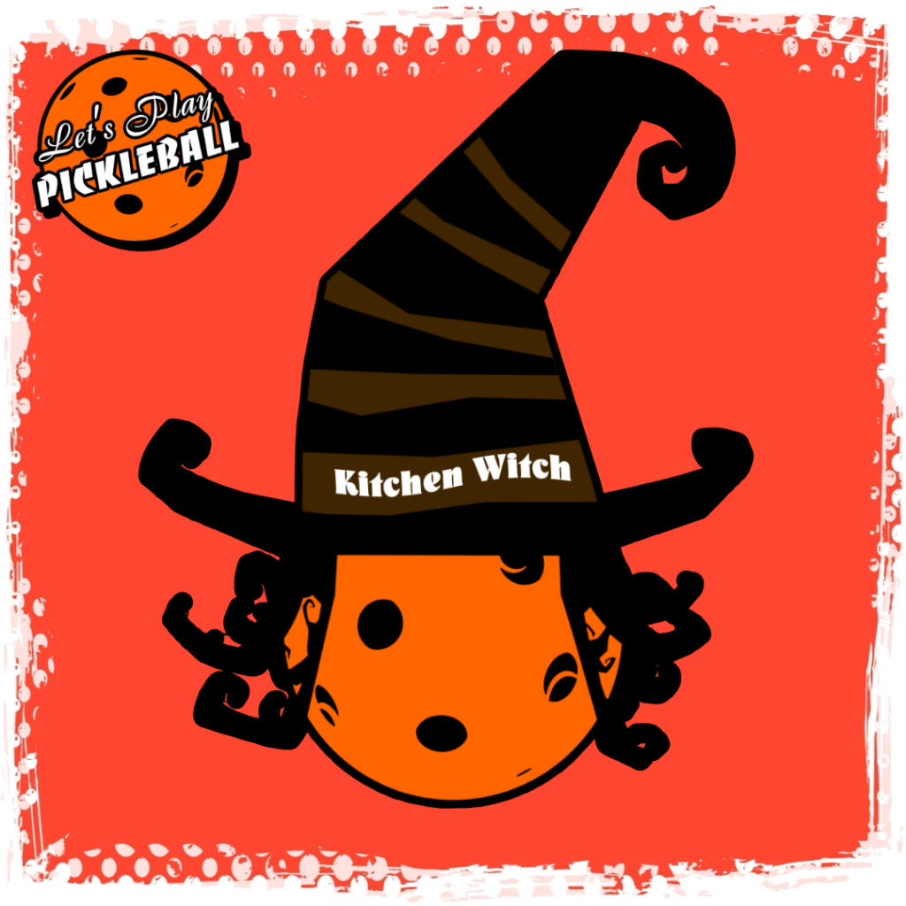 original graphic of orange pickleball kitchen witch