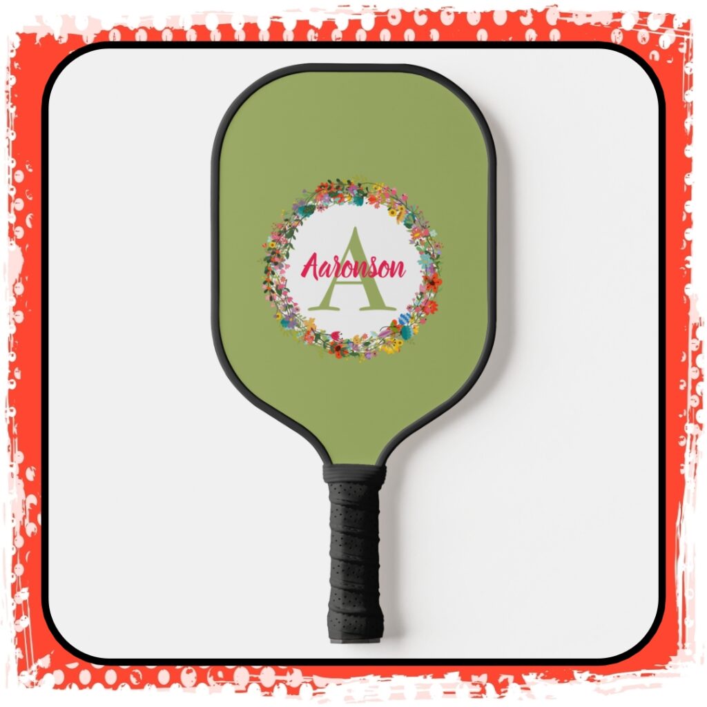 Personalized Colorful Spring Wild Flowers Sage Pickleball Paddle front