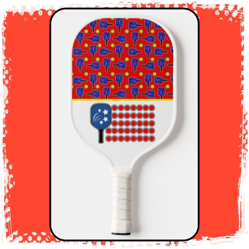 Pickleball Blue Paddles Yellow Balls American Flag