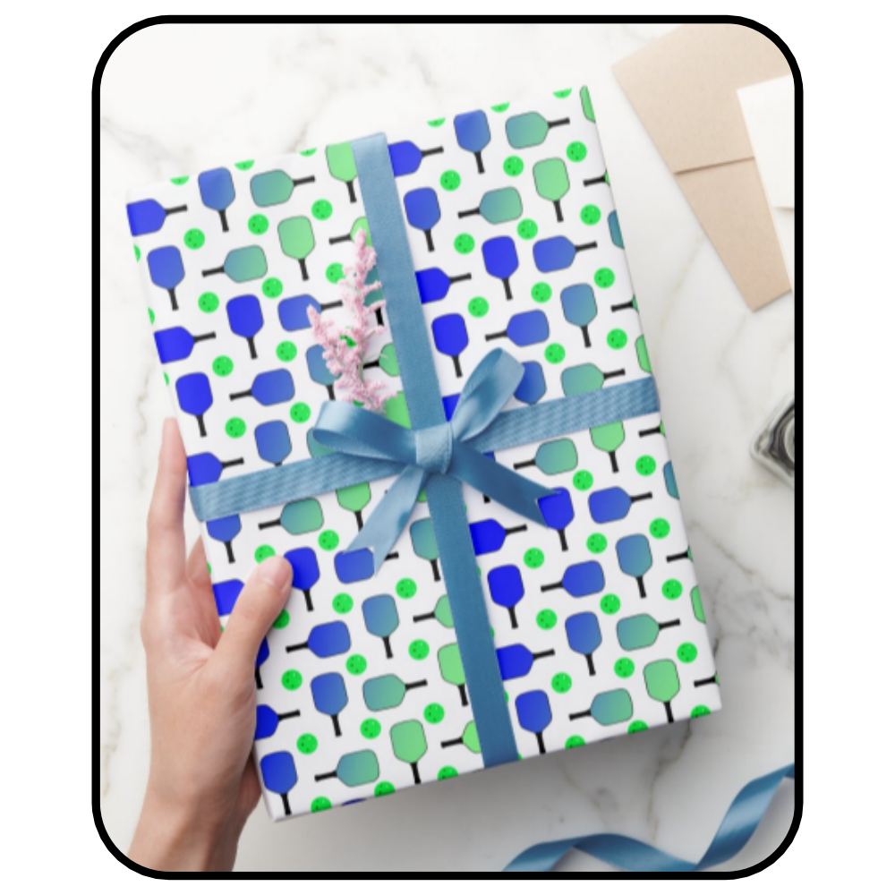 Blue Green Pickleball Paddles Green Pickleballs Wrapping Paper