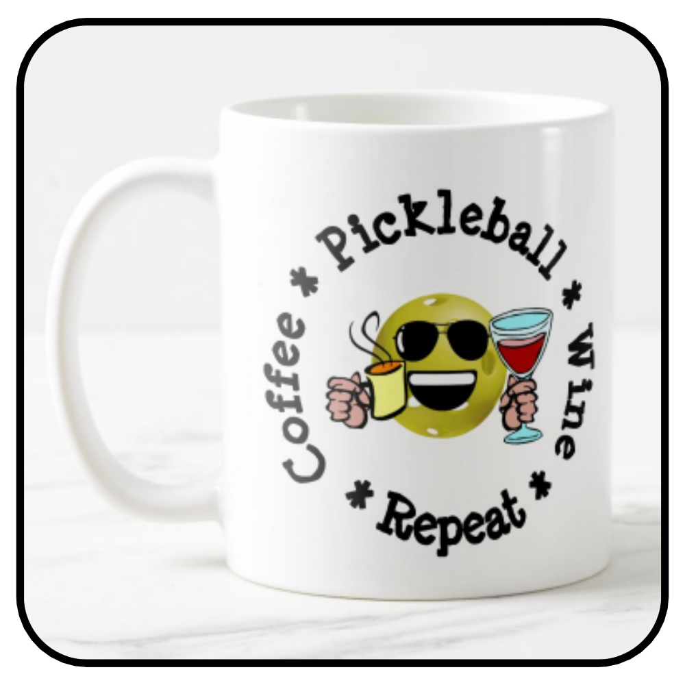 Coffee Pickleball Wine Repeat Pickleball Addict Coffee Mug