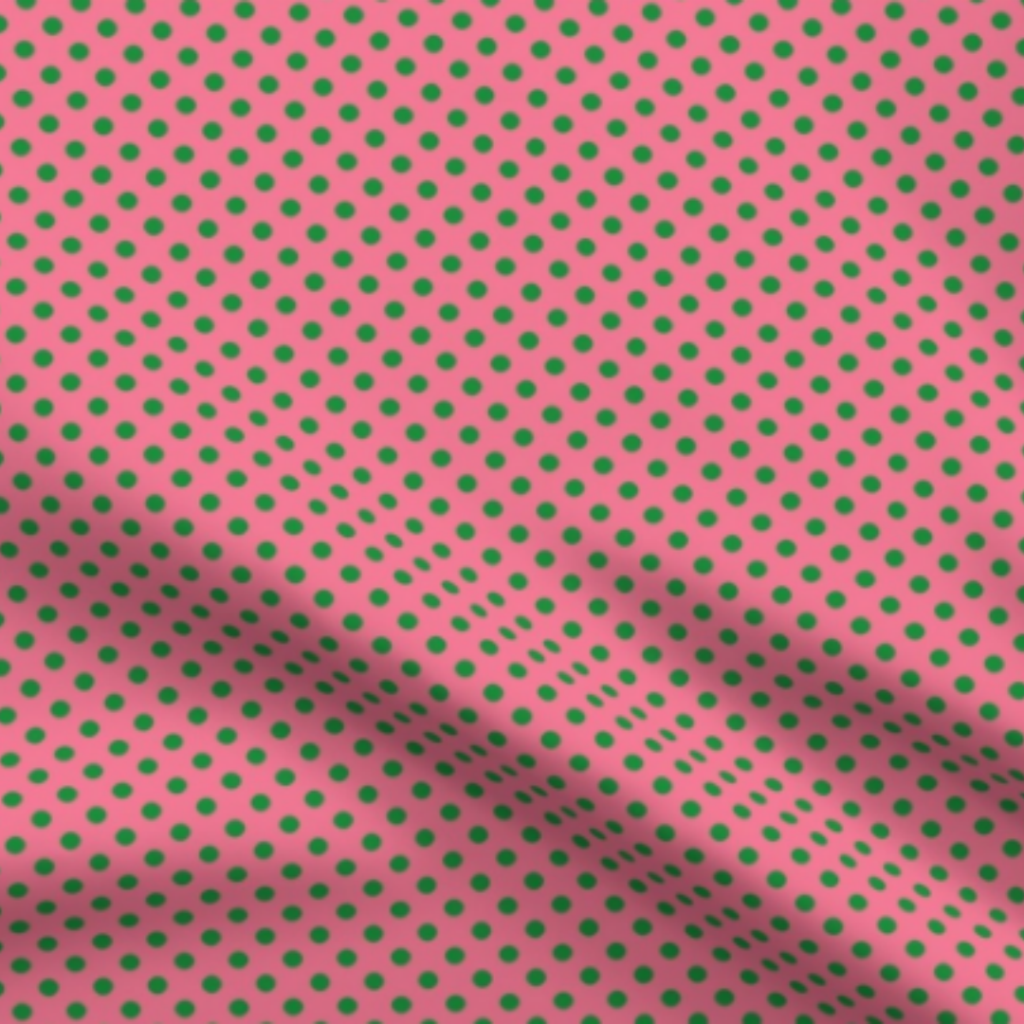 Green Polka Dots on Pink Watermelon Jelly Candy Fruit Slices Coordinates Fabric by green carbon 2112