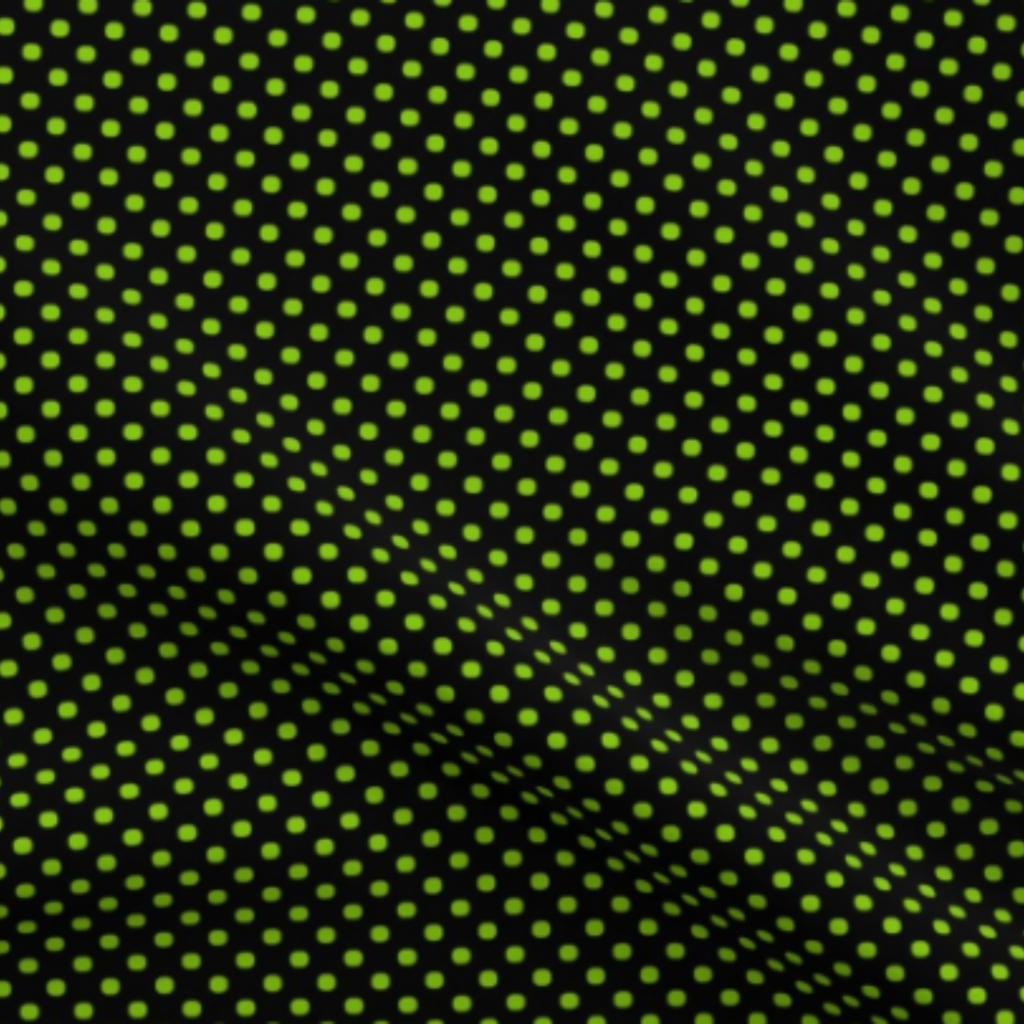 Lime Green Polka Dots on Black Fabric by green carbon 2112