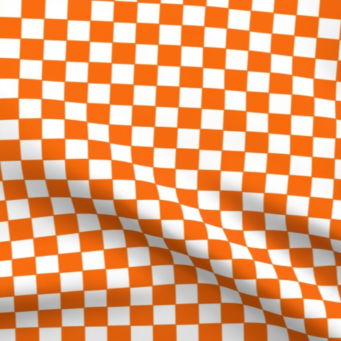 Orange and White Classic Checkerboard Pattern Fabric