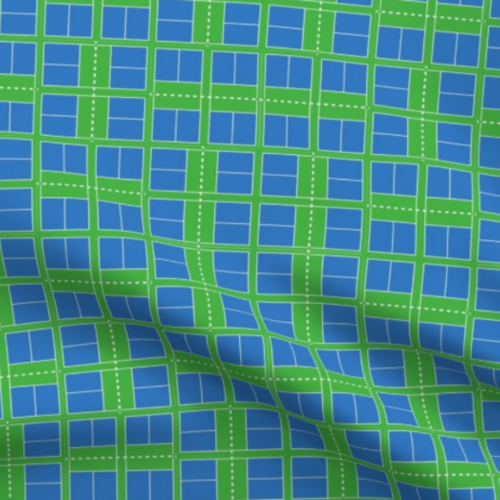 Pickleball Courts Blue and Green Fabric by green carbon 2112