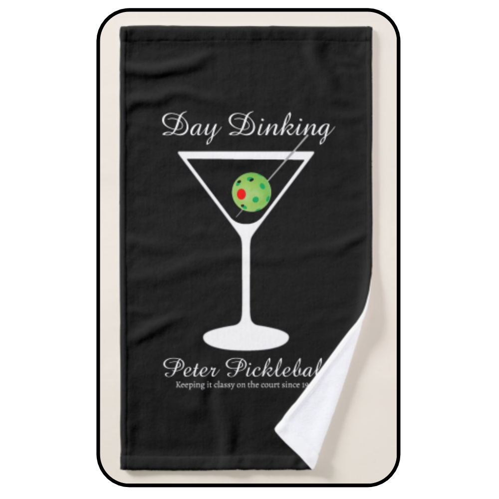 Pickleball Day Dinking Martini Black Personalized Hand Towel