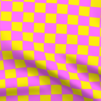 Pink Grapefruit, Yellow and Pink Classic Checkerboard Pattern