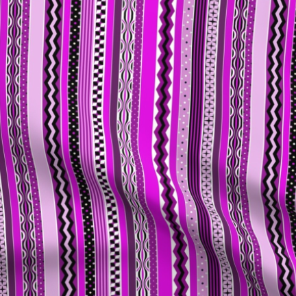 Purple and Black Stripes in Fun Patterns and Many Different Shades of Purple