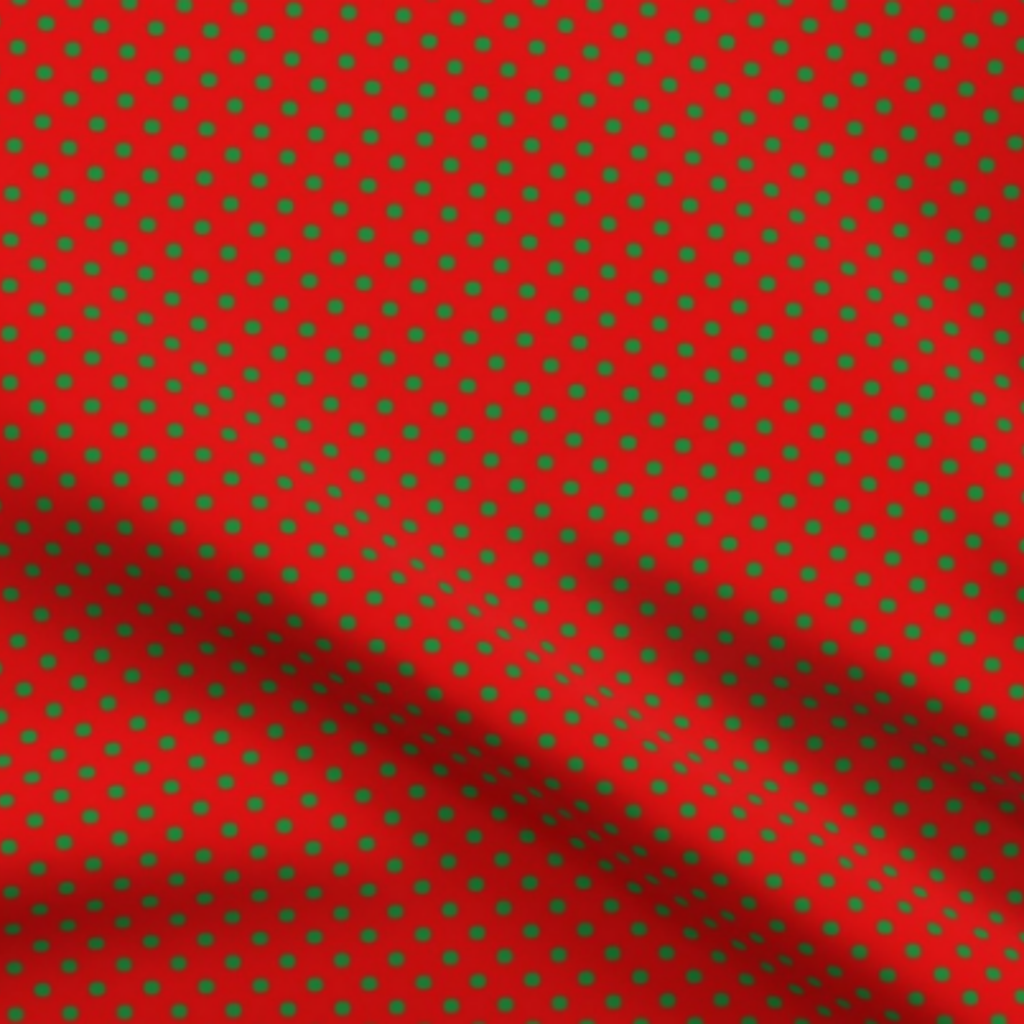 Strawberry Jelly, Green Polka Dots on Red Fabric by green carbon 2112