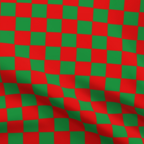 Strawberry Jelly, Red and Green Classic Checkered Pattern Fabric