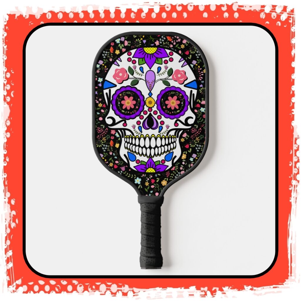 Sugar Skull Day of the Dead Dia de los Muertos Pickleball Paddle