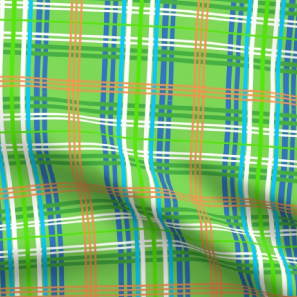 Volley or Rally PB Plaid Lime Green Fabric by green carbon 2112