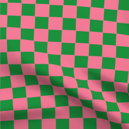 Watermelon, Pink and Green Classic Checkerboard Pattern