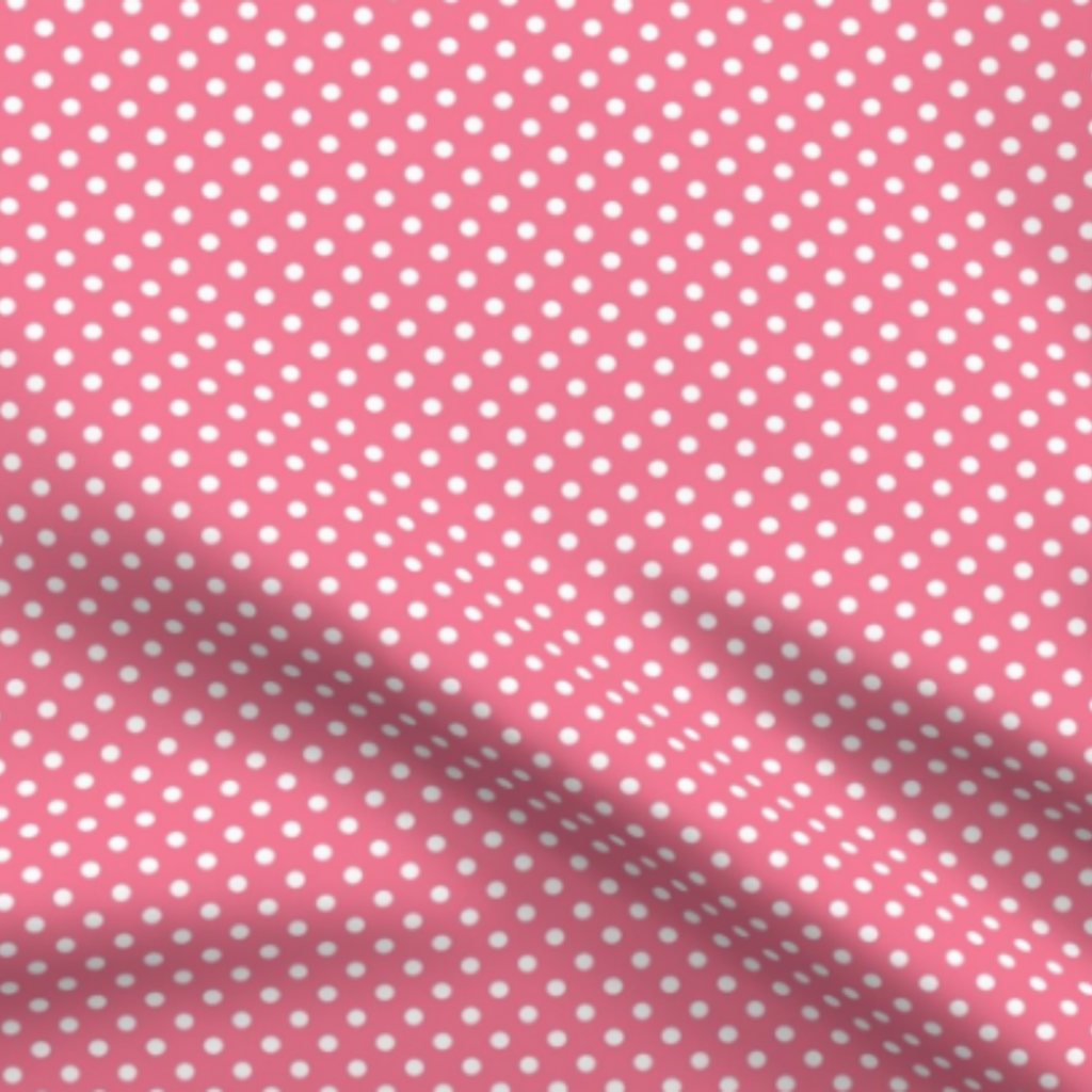 Watermelon, White Polka Dots on Pink Fabric by green carbon 2112