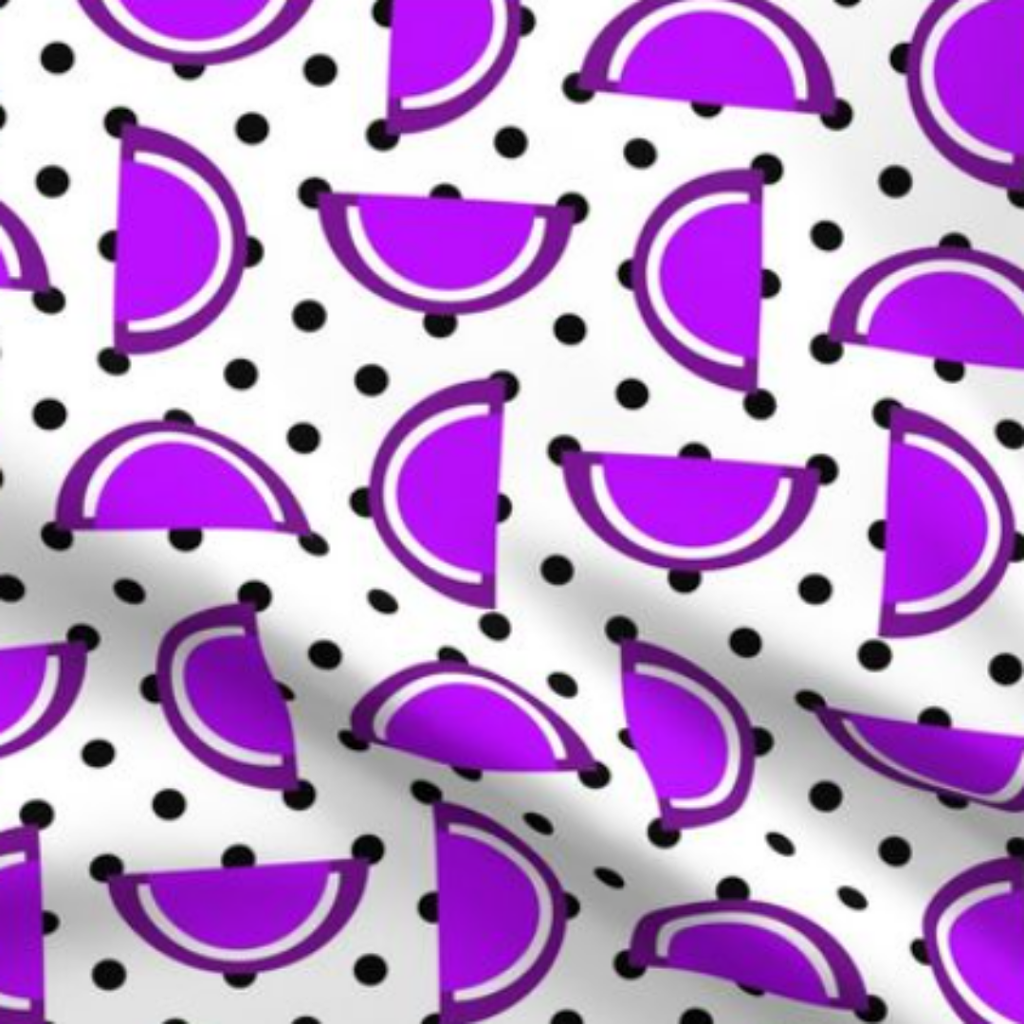 Grape Jelly Candy Fruit Slices on Black and White Polka Dots