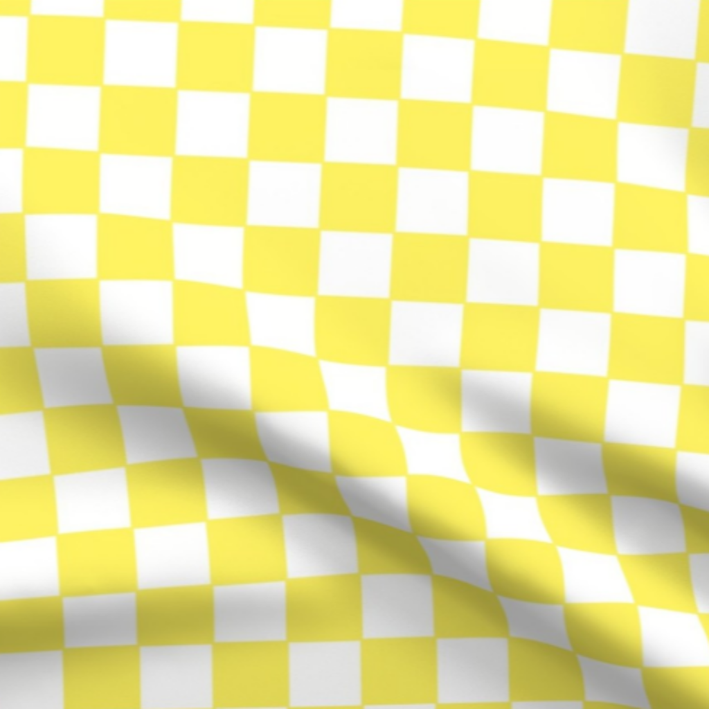 Lemon Yellow Classic Checkerboard Pattern Fabric