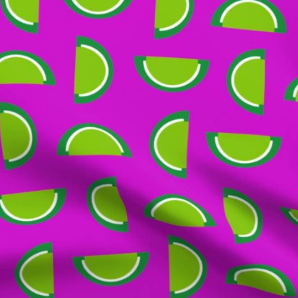 Lime Green Jelly Candy Fruit Slices on Purple