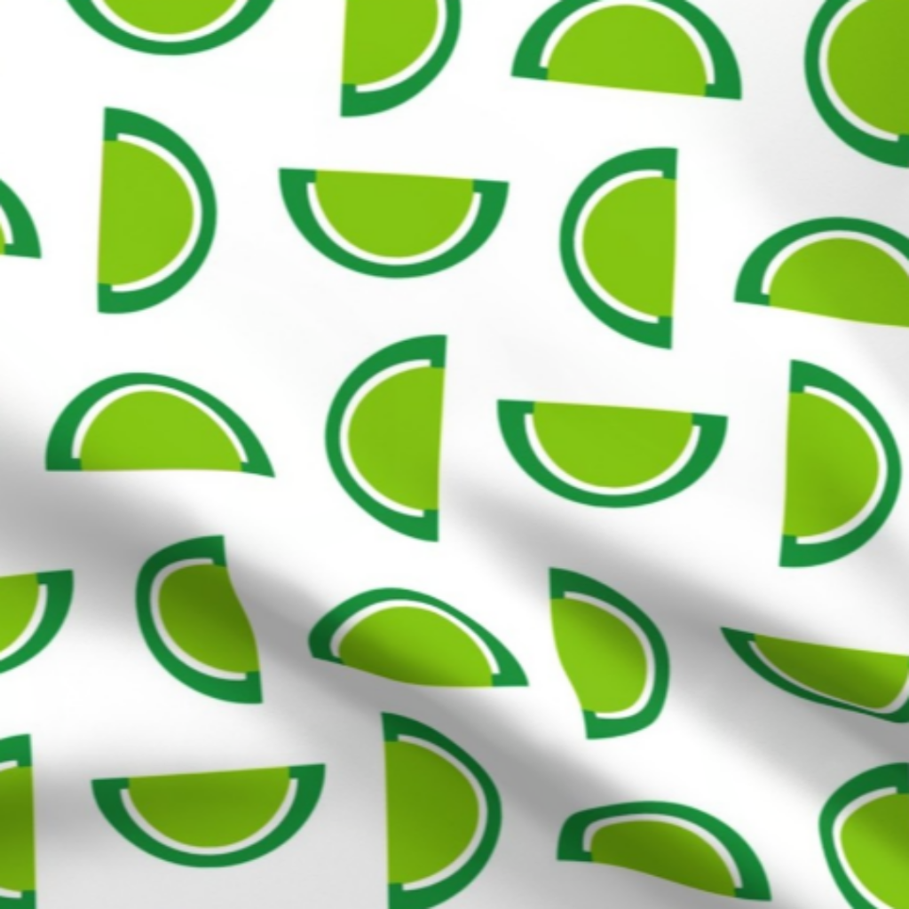 Lime Green Jelly Candy Fruit Slices on White Fabric