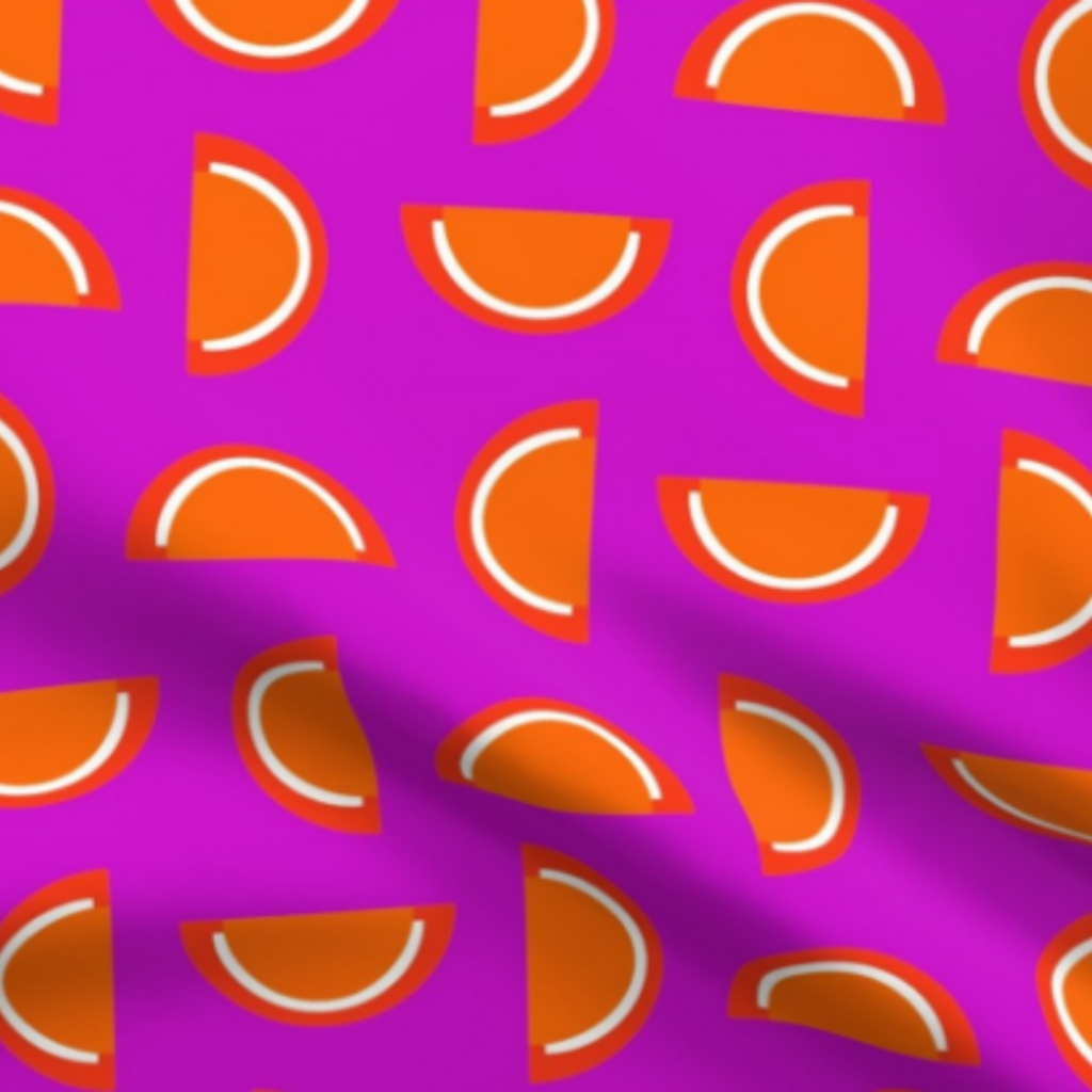 Orange Jelly Candy Fruit Slices on Purple Fabric