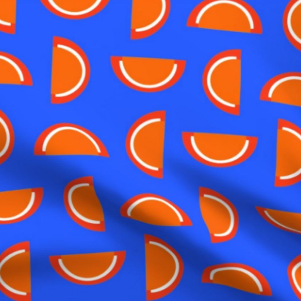 Orange Jelly Candy Fruit Slices on Sky Blue