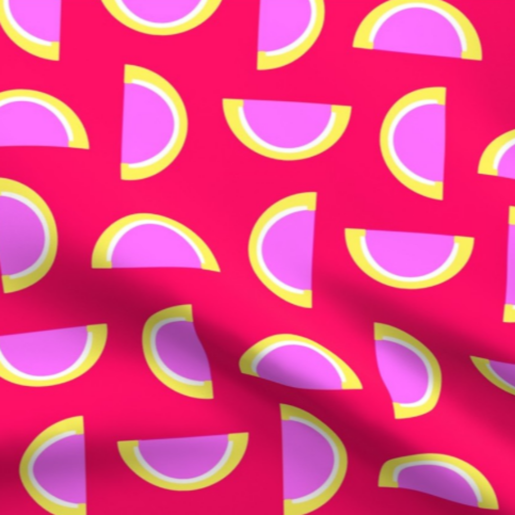 Pink Grapefruit Jelly Candy Fruit Slices on Hot Pink Fabric