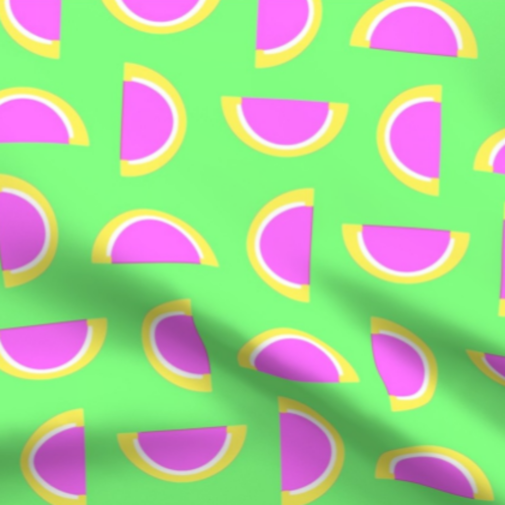 Pink Grapefruit Jelly Candy Fruit Slices on Mint Green Fabric