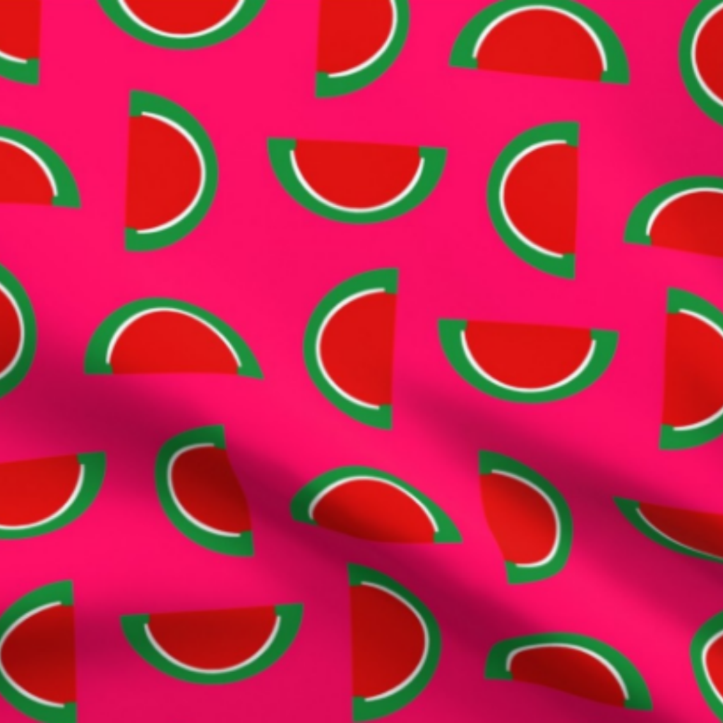 Strawberry Red and Green Jelly Candy Fruit Slices on Hot Pink