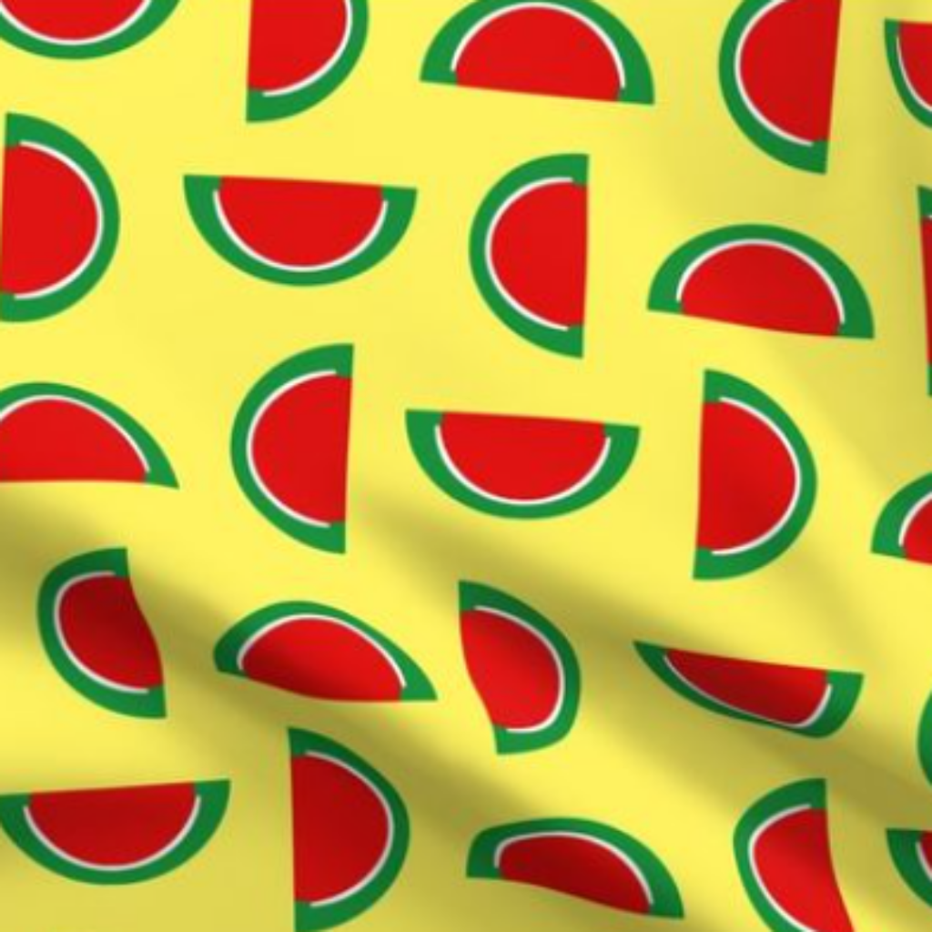 Strawberry Red and Green Jelly Candy Fruit Slices on Yellow