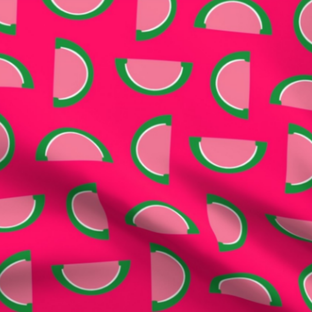 Watermelon Pink and Green Jelly Candy Fruit Slices on hot pink