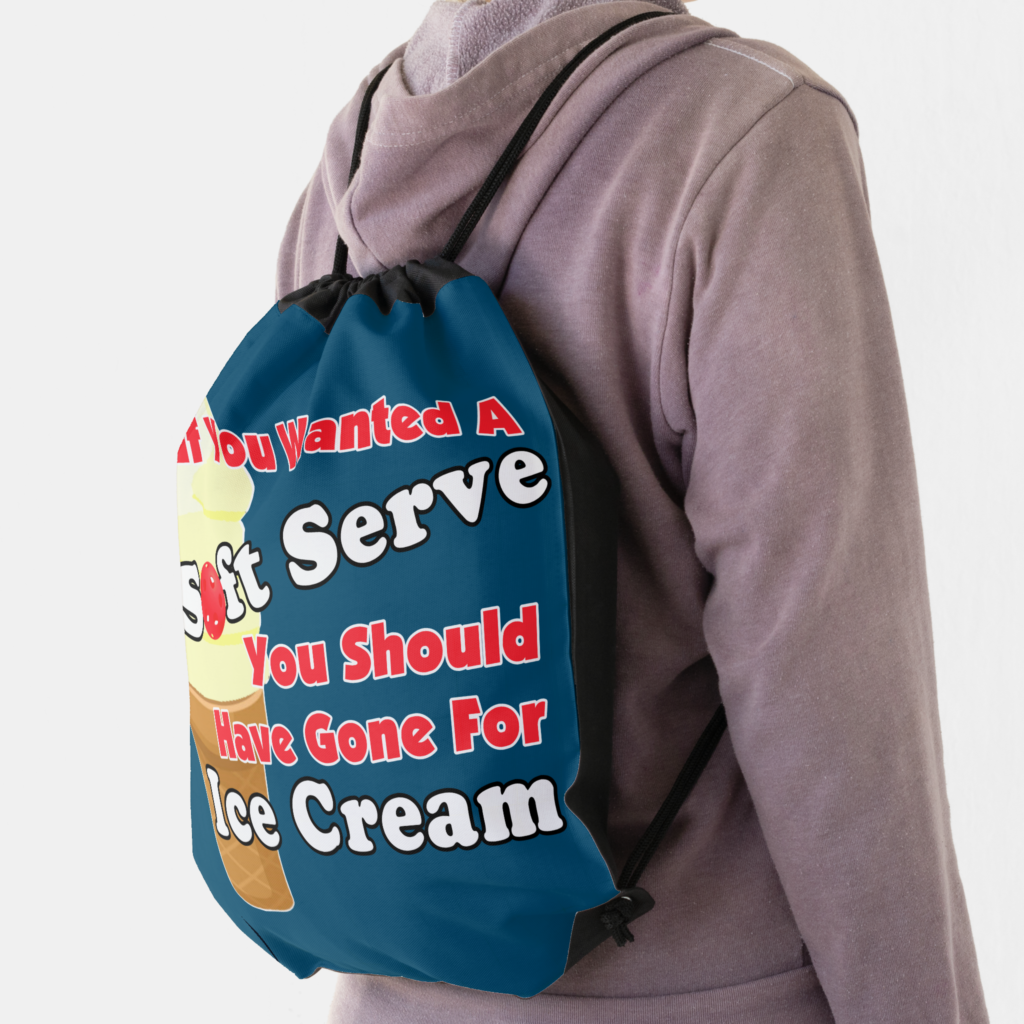 Zazzle Pickleball Soft Serve Go for Ice Cream Instead Drawstring Bag (Insitu)