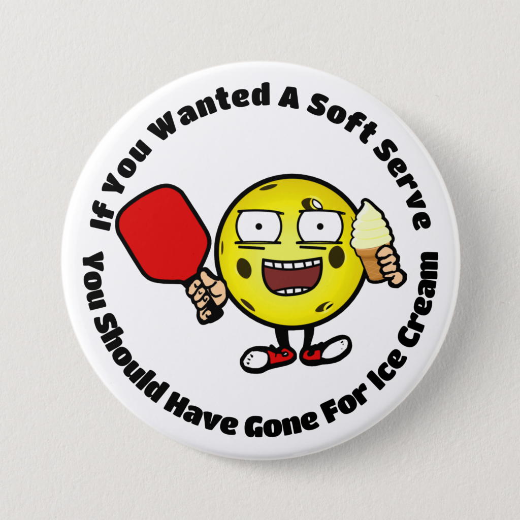 Zazzle Pickleball Vanilla Soft Serve Yellow Ball Funny Button (Front)