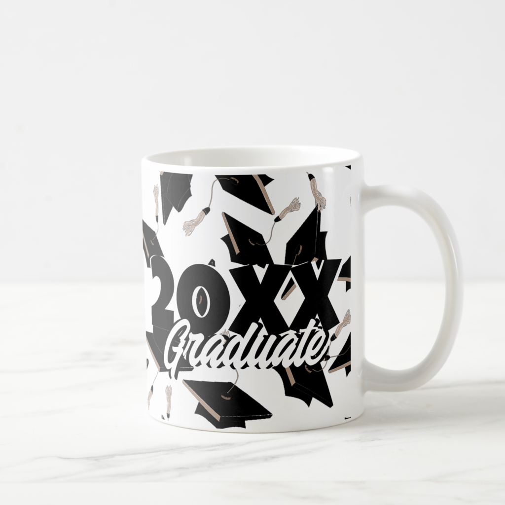 Zazzle Black Graduation Caps Tossed in the Air on White Coffee Mug (Right)