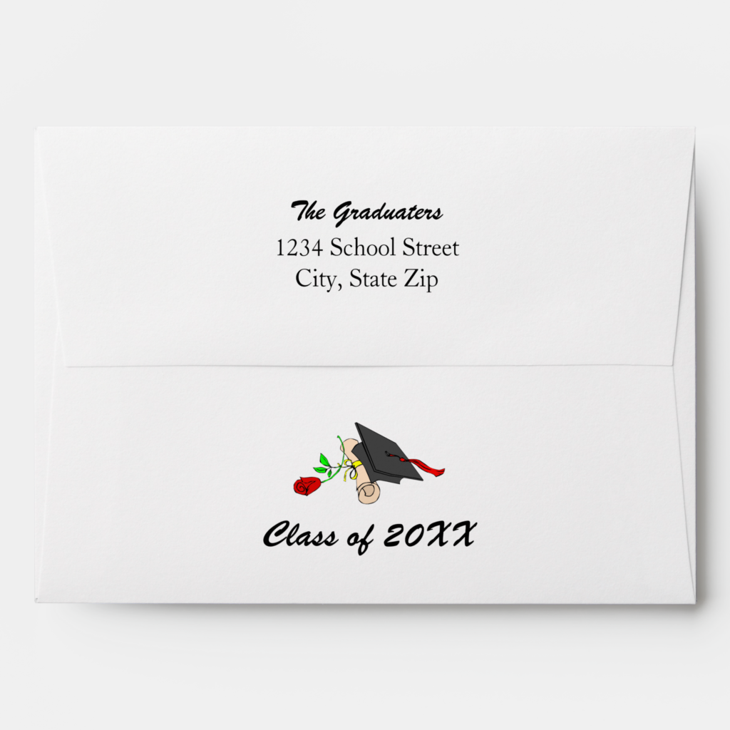 Zazzle Black and White Graduation Party Envelope (Back (Top Flap))