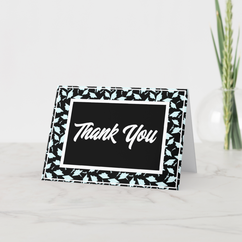 Zazzle Graduation Black and White Party Thank You (Front)