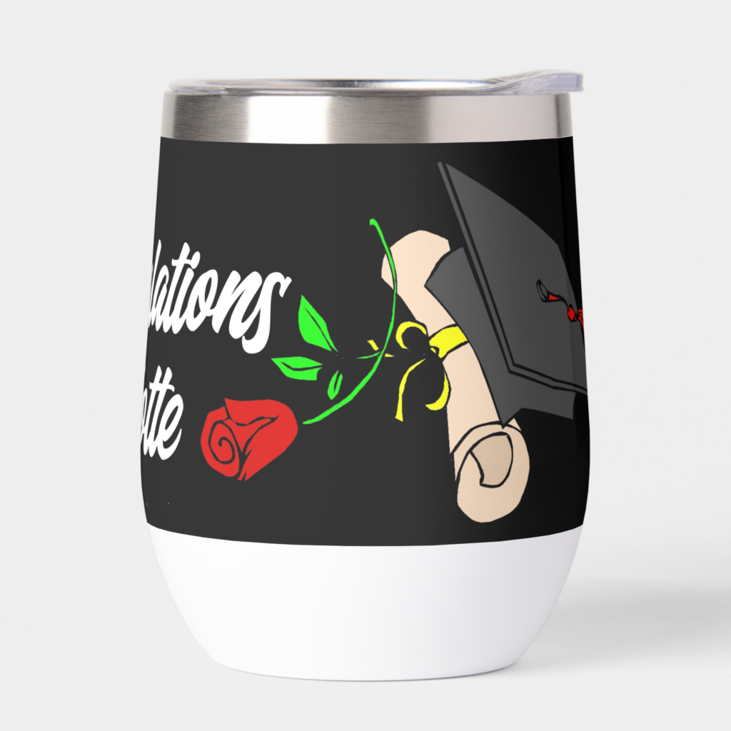 Zazzle Graduation Congratulations Personalized Thermal Wine Tumbler (Left)