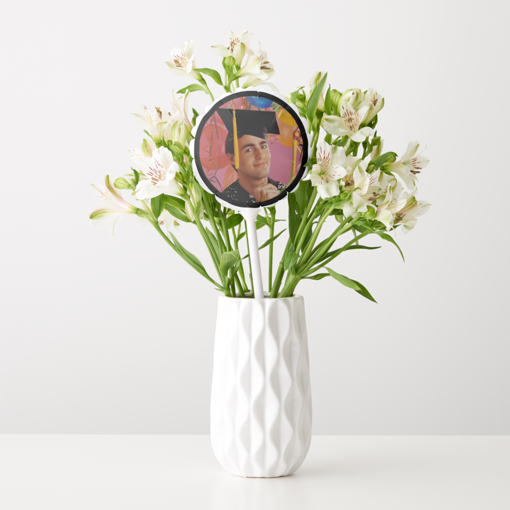 Zazzle Graduation Party Black and White Personalize Balloon Vase 1