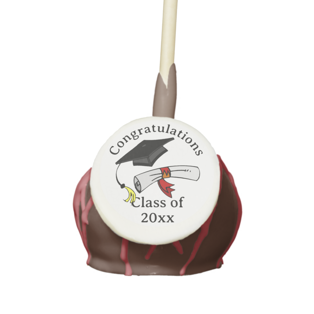 Zazzle Graduation Party Black and White Personalize Grad Cake Pops (Front)