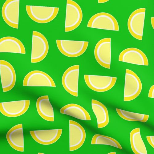 Lemon Yellow Candy Fruit Slices on Sky Lime Green