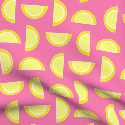 Lemon Yellow Jelly Candy Fruit Slices on Pink Lemonade Fabric 1