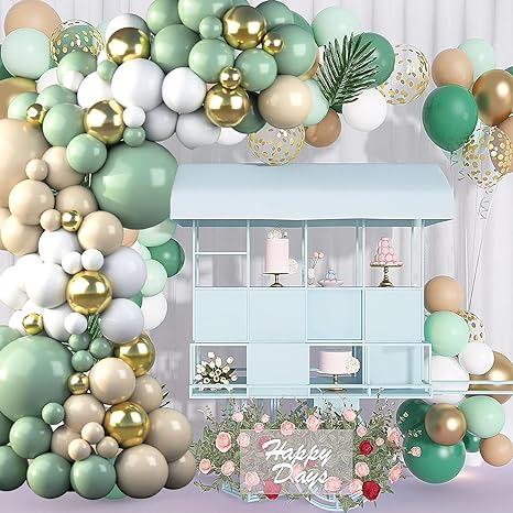 Sage Green and White Balloon Garland Kit