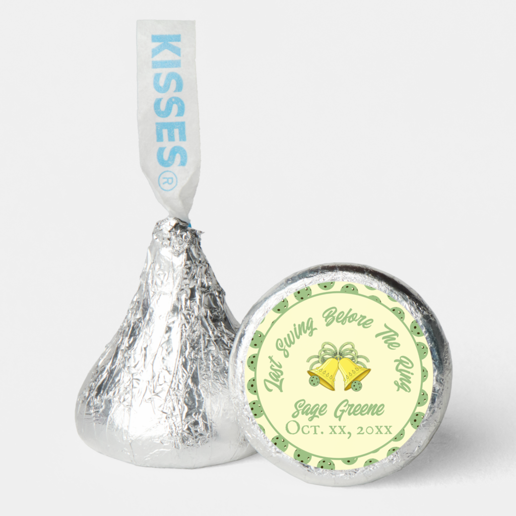 Zazzle Last Swing Before the Ring Sage & Cream Pickleball Hershey®'s Kisses® (Front)