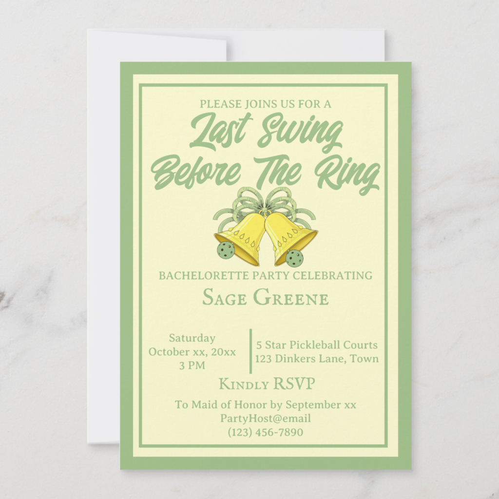 Zazzle Last Swing Before the Ring Sage and Cream Wedding Invitation (Back)