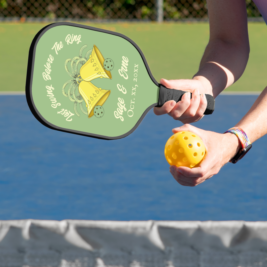 Zazzle Last Swing Before the Ring Sage and Cream Wedding Pickleball Paddle (Insitu) (2)