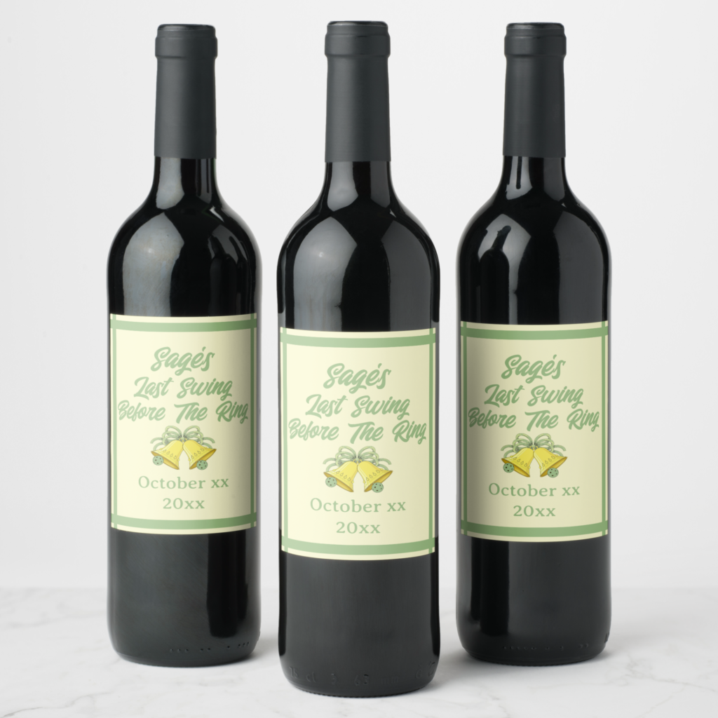 Zazzle Last Swing Before the Ring Sage and Cream Wedding Wine Label (Bottles)