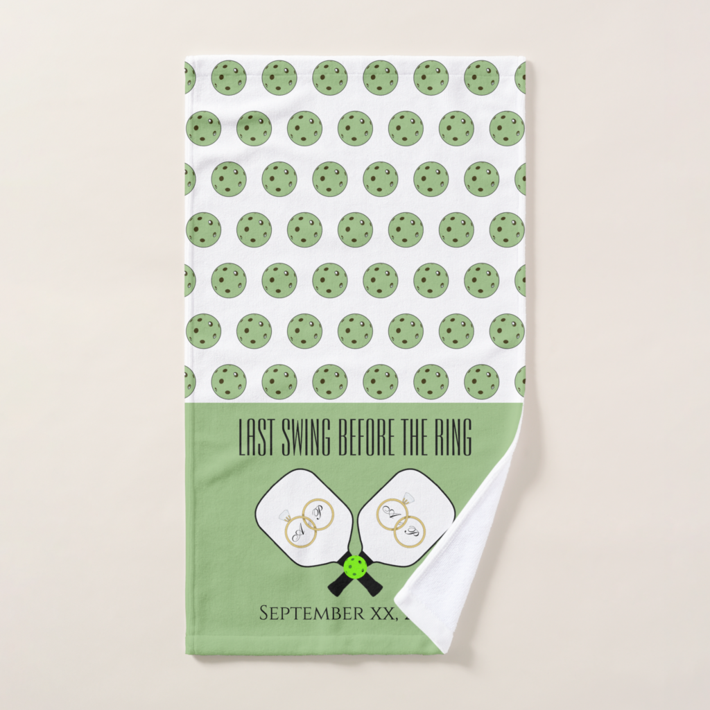 Zazzle Last Swing Before the Ring Wedding Pickleball Sage Hand Towel (Hand Towel)