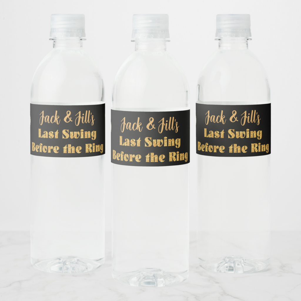 Zazzle Wedding Weekend Activity Pickleball Gold & White Water Bottle Label (Bottles)