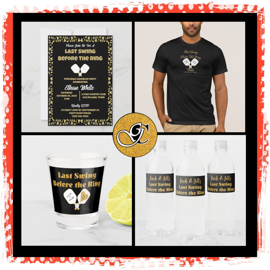 pickleball bachelor party black and gold block for collection