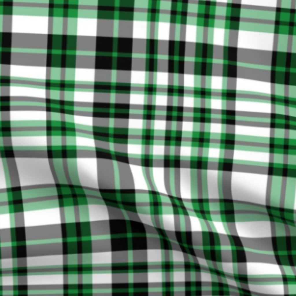 Green, Black And White Plaid Fabric